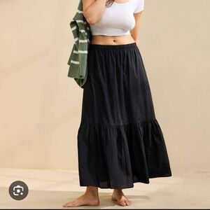 J. Crew Black Tiered Maxi Skirt with Elastic Waist